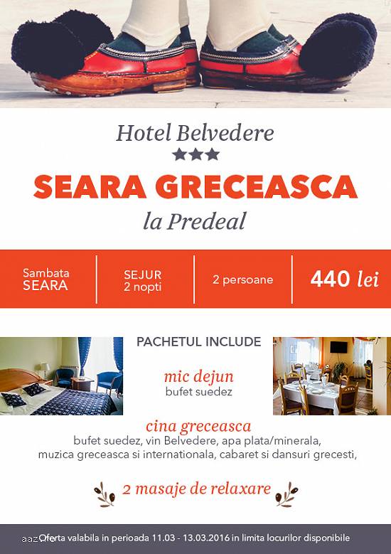 Seara Greceasca la Hotel Belvedere 3*-Predeal