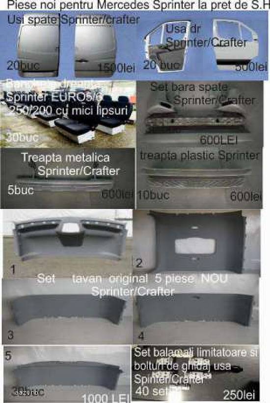 Usi spate, Usa dr, Banchete dr, Set bara spate, trapta plast/met Sprinter