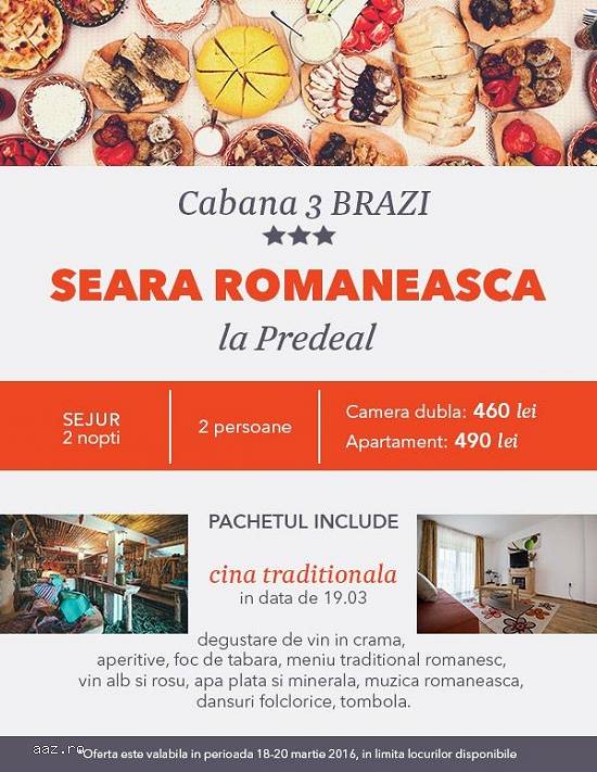 Cabana Trei Brazi 3* - Seara Romaneasca la Predeal