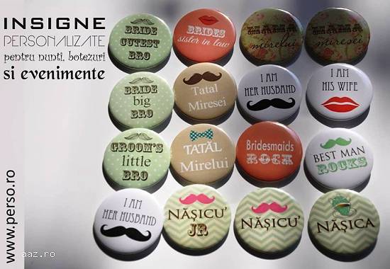 INSIGNE PERSONALIZATE NUNTA,  BOTEZ,  EVENIMENTE