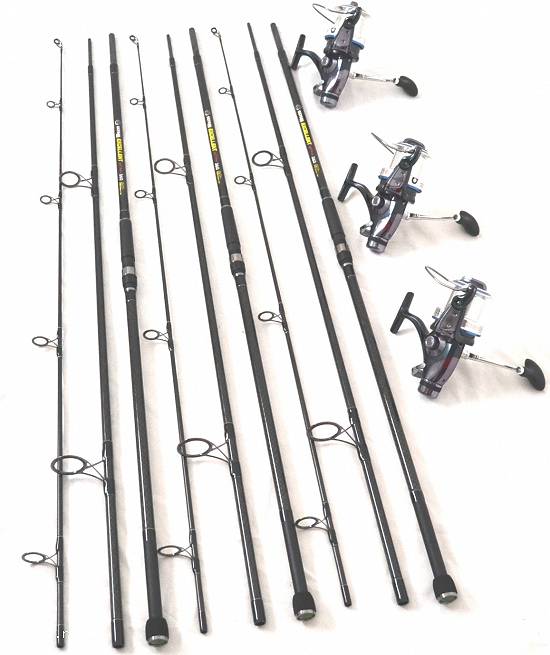 Set 3 lansete EXCELLENT CARP 3,  6m,  4 lbs,   3 tronsoane,     LONG CAST,   9+1 rulmenti si baitrru