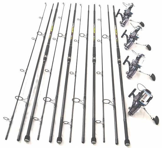 Set 4 lansete EXCELLENT MASTER CARP 3, 6m, 4 lbs,  3 tronsoane,  carbon 100% cu 4 mulinete XZ 10000 