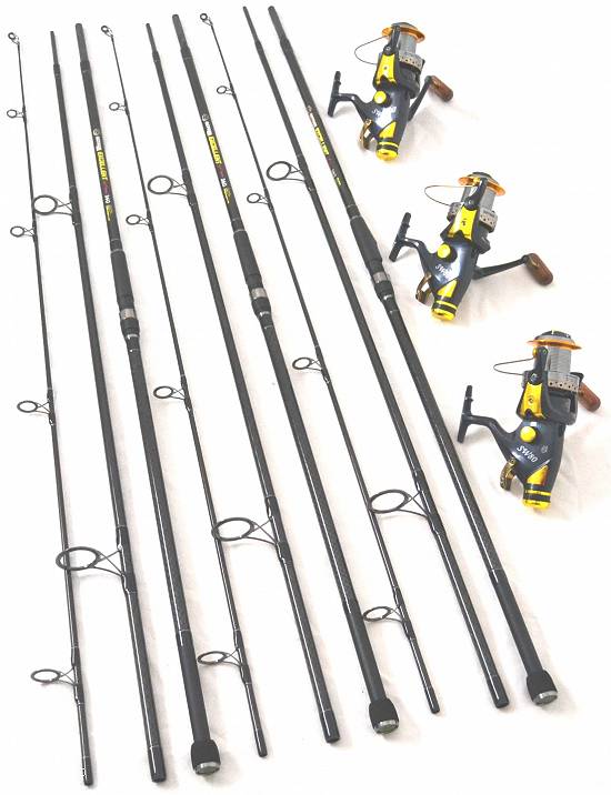 Set 3 lansete EXCELLENT CARP 3, 6m, 4 lbs,  3 tronsoane,  carbon 100% cu 3 mulinete SW 80,  9+1 rulm