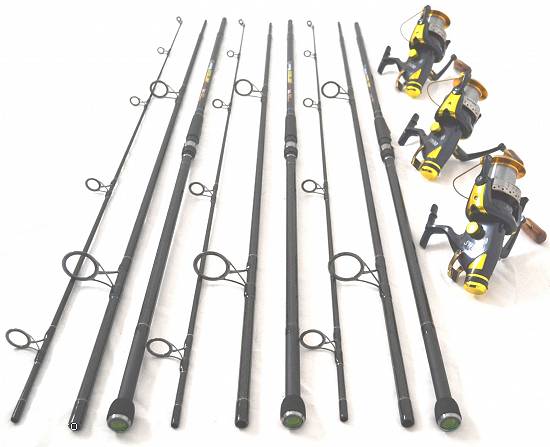 Set 3 lansete EXCELLENT CARP 3, 6m, 4 lbs,  3 tronsoane,  carbon 100% cu 3 mulinete SW 80,  9+1 rulm