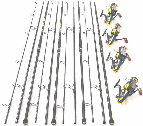 Set 4 lansete EXCELLENT CARP 3, 6m, 4 lbs,  3 tronsoane,  carbon 100% cu 4 mulinete SW 80,  9+1 rulm