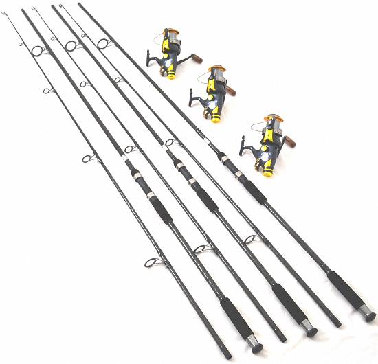 Set 3 lansete SPEED MASTER CARP 3, 6m, 4 lbs,  2 tronsoane,  carbon 100% cu 3 mulinete SW 80,  9+1 r