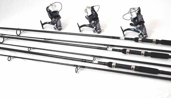 Set 3 lansete SPEED MASTER CARP 3, 6m, 4 lbs,  2 tronsoane,  carbon 100% cu 3 mulinete XZ 10000 LONG