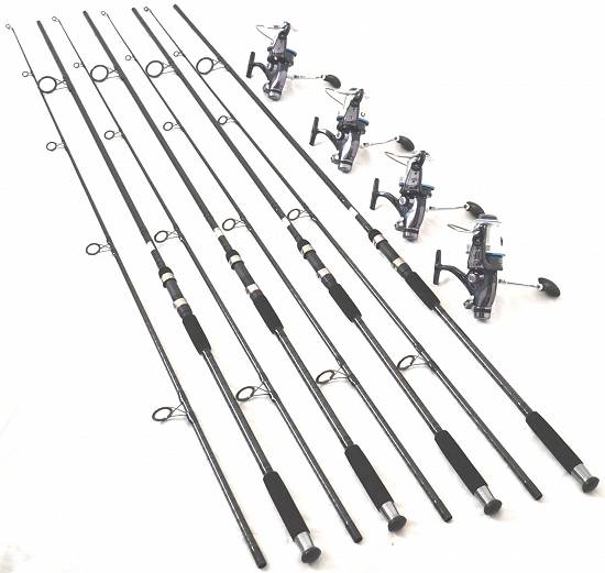 Set 4 lansete SPEED MASTER CARP 3, 6m, 4 lbs,  2 tronsoane,  carbon 100% cu 4 mulinete XZ 10000 LONG