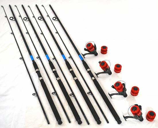 Set de 4 lansete OXYGEN SELECT 2, 7m actiune 60-120g cu 4 mulinete OXYGEN FGR50 cu 6 rulmenti