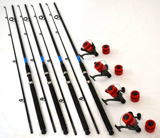 Set de 4 lansete OXYGEN SELECT 3, 0m actiune 60-120g cu 4 mulinete OXYGEN FGR50 cu 6 rulmenti