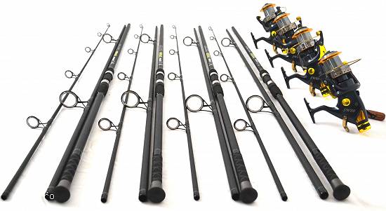 SET 4 LANSETE OXYGEN UNIQUE 3, 9M CARBON 100% CU MULINETE OXYGEN SW 80 9+1 RULMENTI