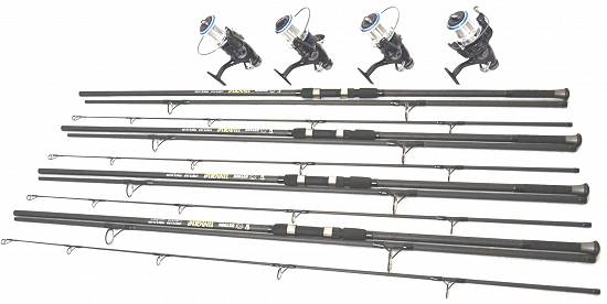 Set 4 Lansete OXYGEN UNIQUE 3, 9m CARBON 100% cu Mulinete XZ10000