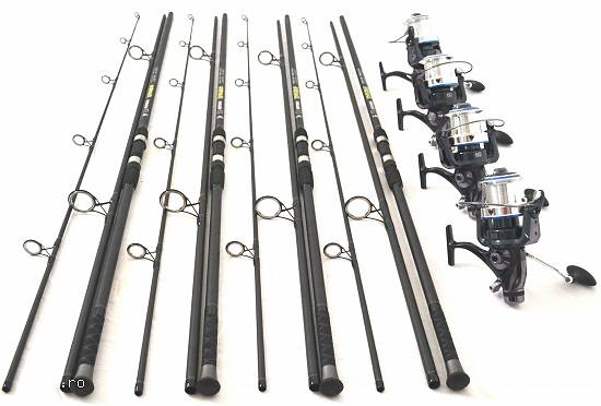 Set 4 Lansete OXYGEN UNIQUE 3, 9m CARBON 100% cu Mulinete XZ10000