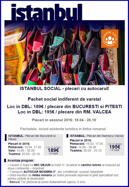ISTANBUL AUTOCAR - Program SOCIAL,  fara limita de varsta!