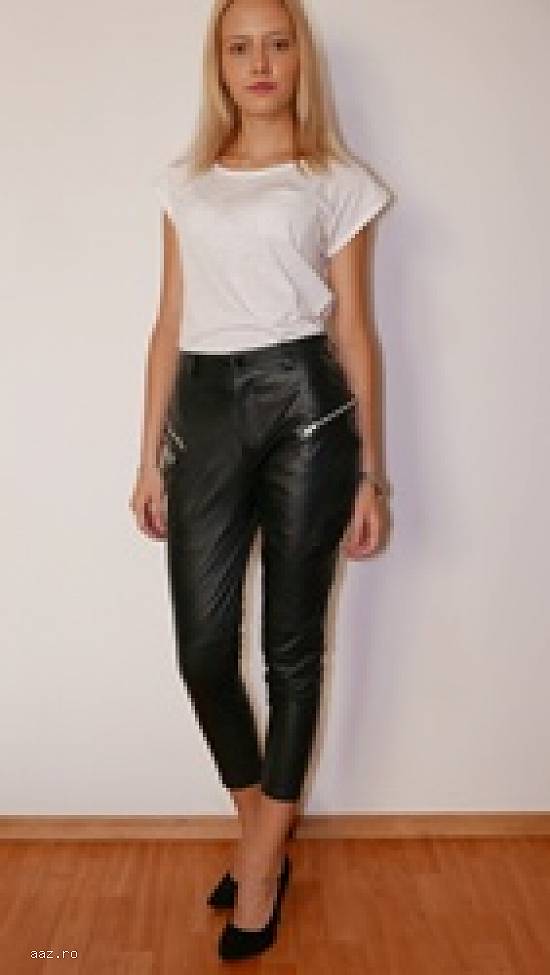 Pantaloni stretch din piele naturala