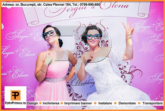 baner cu stativ la nunta