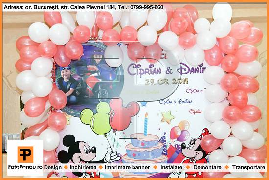Panou foto cu banner personalizat special pentru petrecerea micutului tau fie ca e aniversare,  bote