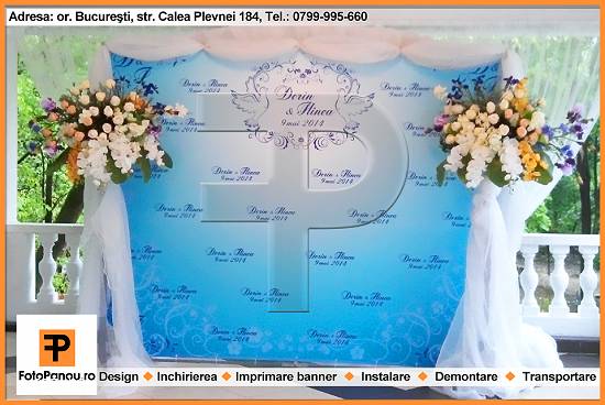 Panou foto cu banner personalizat pentru nunta,  botez,  aniversare