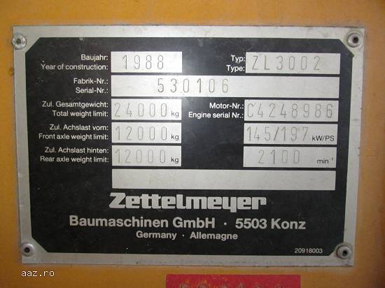 Incarcator Zettelmeyer ZL 3002 (Piese)