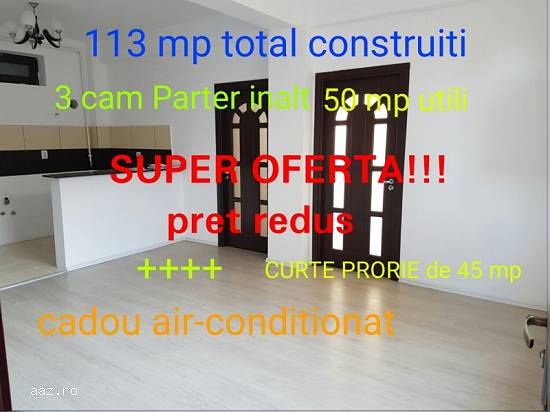 Bucurestii-Noi,  ap 3 cam + curte + loc parcare 113mp. METROU