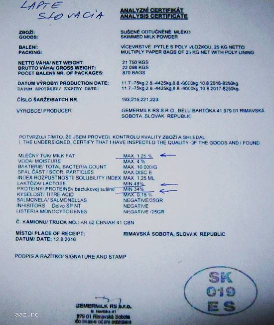 Lapte praf degresat apicultura