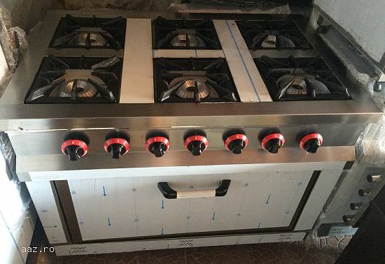 Aragaz profesional inox 6 ochiuri si cuptor