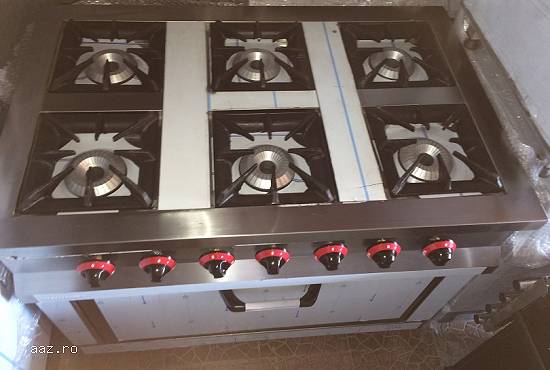 Aragaz profesional inox 6 ochiuri si cuptor