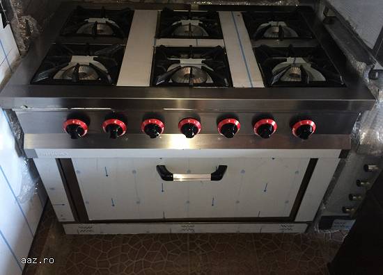 Aragaz profesional inox 6 ochiuri si cuptor