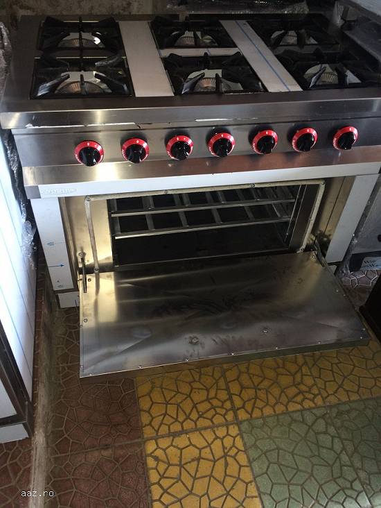 Aragaz profesional inox 6 ochiuri si cuptor