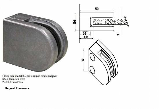 Cleme prindere sticla din inox sau zinc