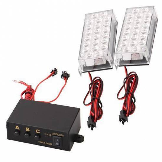 stroboscop auto rosu cu albastru 48 LED-uri