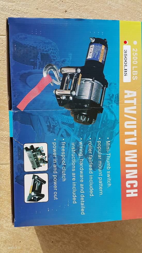 PROMOTIE! ATV. Troliu electric de 3500lbs (trage 1580kg) la 12V