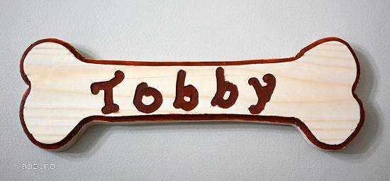 Placuta identificare catel / placuta din lemn personalizata