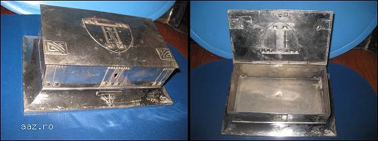 Caseta antica WMF Art Nouveau anii 1900 de bani personalizata KL.