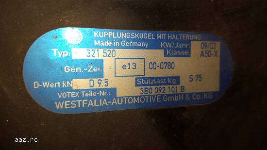 carlig vw passat 1999-2006 B6 berlina si brek