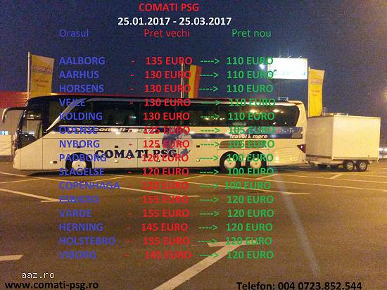 Transport de persoane si coletarie din si catre  DANEMARCA,  SUEDIA,  NORVEGIA,  GERMANIA,  CEHIA
