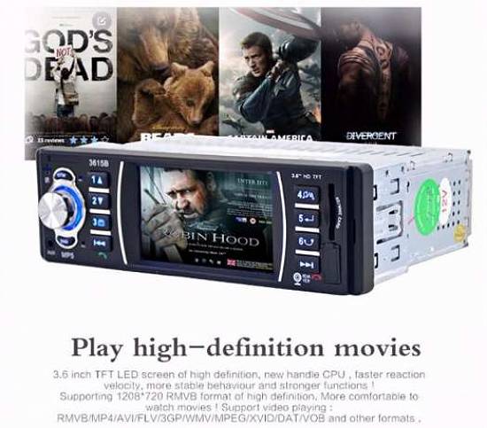 Mp3 auto cu bluetooth si display de 3,  6 inch pentru Camera marsarier
