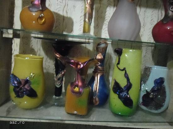 Vaze de sticla cu metal