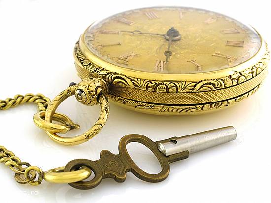 ceas de buzunar aur18k englezesc cu cheie anul 1880.