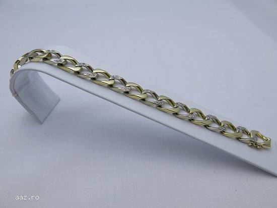 Bratara Aur Alb Si Galben 14k Unisex Cu Diamante 0 70ct cu certificat