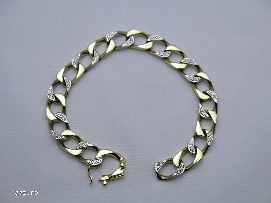 Bratara Aur Alb Si Galben 14k Unisex Cu Diamante 0 70ct cu certificat