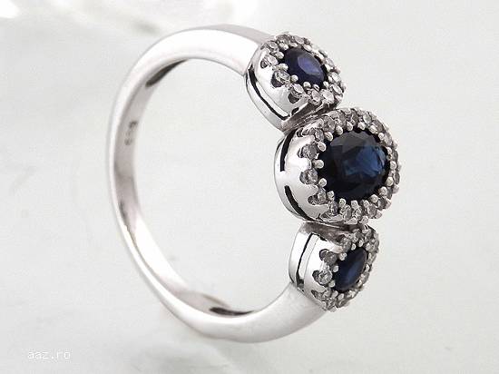 INEL SUPERB AUR ALB 14KRT CU SAFIRE 2,   5KRT SI DIAMANTE 0,   55KRT