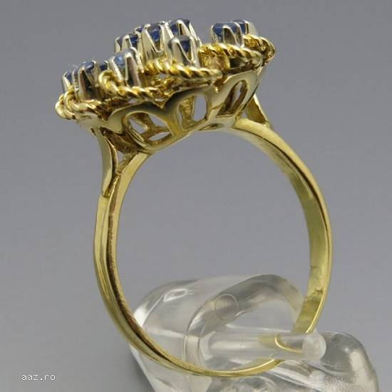 Inel Vintage Aur 18k Cu Safire