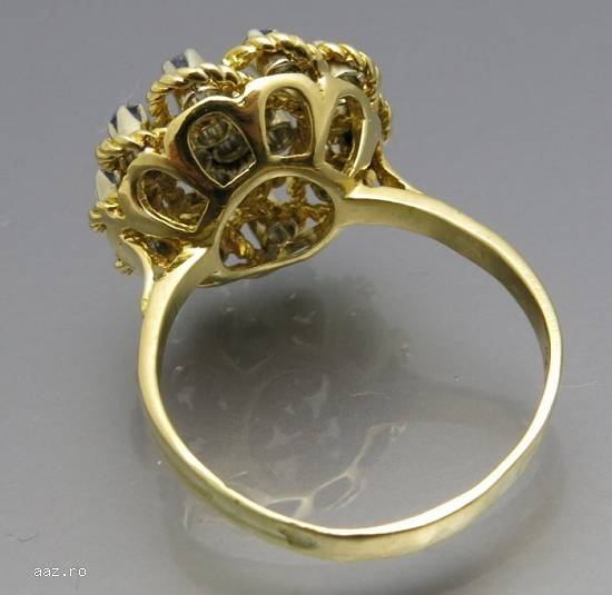 Inel Vintage Aur 18k Cu Safire