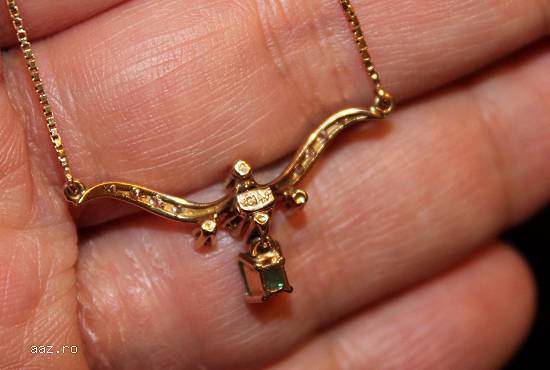 Colier Antic Aur 18k Cu Smaragd Si Briliante