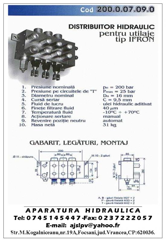 Distribuitor IFRON Dn16(tip Focsani) si Dn20(tip Braila)
