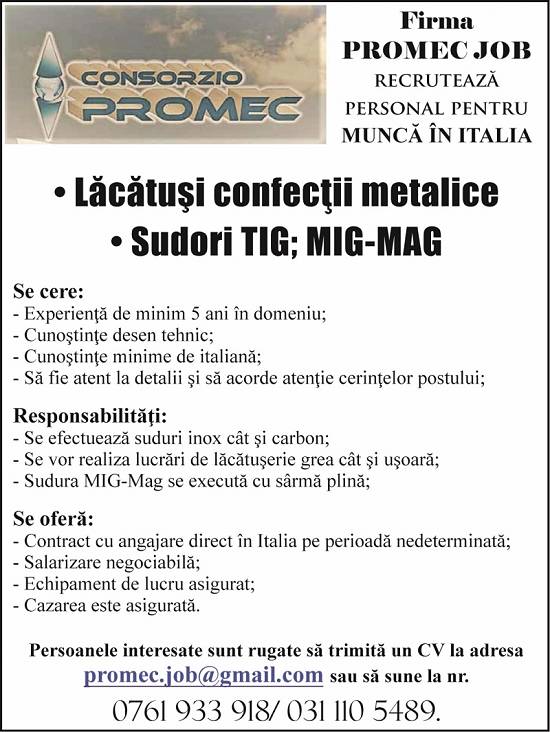 Angajam Sudori TIG Italia