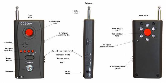 Detector microfon ascuns camere wireless spy cam CC308 laser