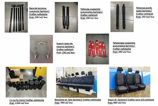 Set usi spate,  usa dr,  bancheta dr fata,  balamali Sprinter/ Crafter
