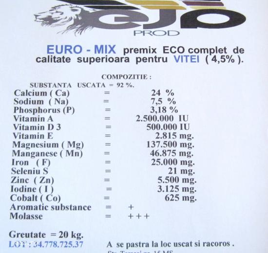 Premix vitei